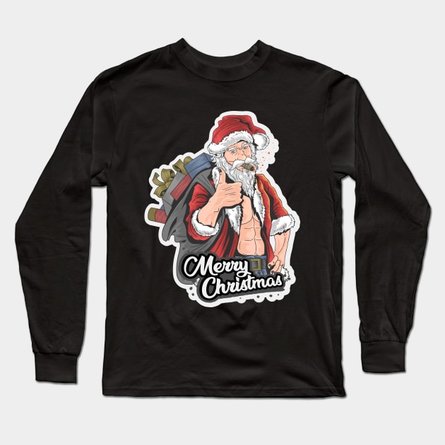 Vintage Santa Claus Retro Design Christmas Beer Funny Gift Idea Long Sleeve T-Shirt by ivaostrogonac